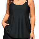 Tempt Me Plus Size Tankini Swimsuits - Women Two Piece Tankini Top with Shorts Flowy Swimsuit 2025 Bathing Suits Black 20W