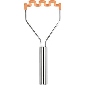 Tovolo Silicone Potato Masher Stainless Steel Handle Apricot Orange Dishwasher Safe Heat Resistant Non Scratch Handheld Coil Wire Potato Smasher for Nonstick Pans Ergonomic Kitchen Food Prep Tool