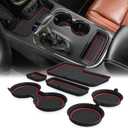 Auovo Center Console Mats Compatible with Durango Accessories 2014 2015 2016 2017 2018 2019 2020 Cup Holder Coasters Pads Car Interior Decoration(6pcs/Set, 7 Seats, Red)