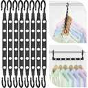 Space Saving Hangers for 48 Clothes, Reinforced Collapsible Hangers with 360° Swivel Hook, Hanger Hooks Space Saver for Closet Organizers and Storage, Dorm Room Essentials, Fully Assembled, Black