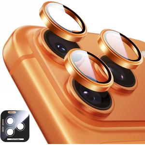MAGIC JOHN for iPhone 17 Pro Max/17 Pro Camera Lens Protector [Alignment Kit&1:1 Invisible Fit] 9H Aerospace Tempered Glass, Ultra HD, Metal Individual Ring, Set of 2,Orange
