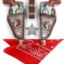 7Pc's Cowboy Costume Set for Adults & Teens 2 Toy Prop with Dual Holsters, Belt, Sheriff Badge & Bandana | Western Cowboy Dress-Up Accessories for Halloween, Role Play & Theme Parties