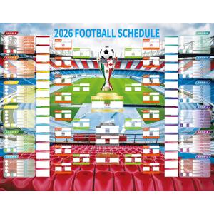 4 x Julyxi 2026 World Cup 48 Team Waterproof Wall Chart Poster, 31.5"x23.6" Tournament Schedule Tracker with Group & Knockout Bracket, Soccer Wall Decor Ultimate Gift for World Cup Fans