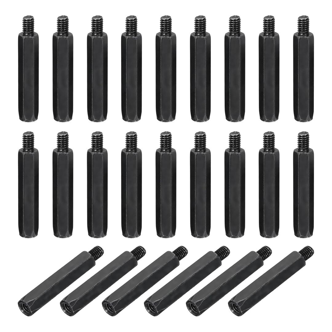 PATIKIL 24pcs M4x30mm+6mm Male Female Hex Standoff, Carbon Steel PCB Motherboard Spacer Standoffs for Computer Cases Circuit Boards FPV Drone Quadcopter, Black