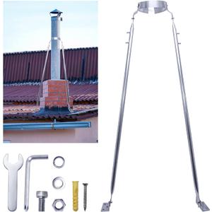 8" Chimney Support Bracket Kit, 45-74 Inch Adjustable Chimney Roof Support,304 Stainless Steel for Securing 8" Diameter Stove Pipe