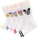 Animation Character Women Crew Socks 5 Pairs, Character Cartoon Series Collection Women's Original Socks One Size 5-8
