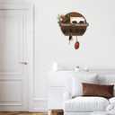 Key Holder for Wall, Key and Mail Holder Organizer - Key Holder Wall Mount with Bouquet Shelf and Key Hooks, Round Wooden Rustic Key Rack for Entryway and Home Decor (Brown)