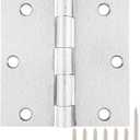 Square Door Hinges Satin Nickel 3.5" x 3.5 Inch Brushed Nickel Door Hinges,3 1/2" Interior Door Hinge Square Corners 3 " Silver Iron Residential Hinges for Doors Bedroom Security Hardware 12 Pack