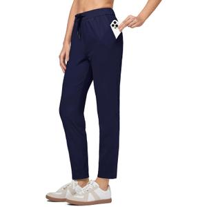 Willit Women's Golf Travel Pants Lounge Sweatpants 7/8 Athletic Pants Quick Dry On The Fly Pants (Navy Blue) S 