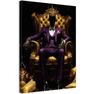 DOARTDO Black Man Wall Art Black and Gold Purple Pictures African American King Wall Decor Man Bedroom Painting Man Cave Canvas Prints for Men Framed (24.00" x 36.00")