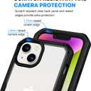 CENHUFO Privacy for iPhone 14 Case/iPhone 13 Case, Full Body Phone Case with Built-in 9H Tempered Glass Privacy Screen Protector and Camera Lens Protector, Shockproof Bumper Clear Cover - Black