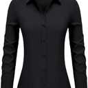 Button Down Shirts for Women Fitted Dress Shirt Long Sleeve Collared Blouse Work Business Office Attire Fall Outfits S
