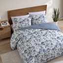 Eddie Bauer - Twin Comforter Set, Reversible Bedding with Matching Sham, Buffalo Check Reverse, Dorm Essentials (Vintage Forest Toile Blue)