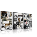 Fashion New York Wall Art Vintage Trendy Posters Aesthetic New York Canvas Wall Art Black White Leopard Wall Decor Girly Room Pictures Fashion Prints for Bedroom 12x16 Inch Unframed Set of 3