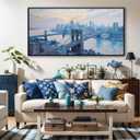 Modern Wall Art - New York Pictures Wall Decor for Living Room, Contemporary Artwork for Walls, Large Framed Art, Brooklyn Bridge Wall Art for Office 24×48IN
