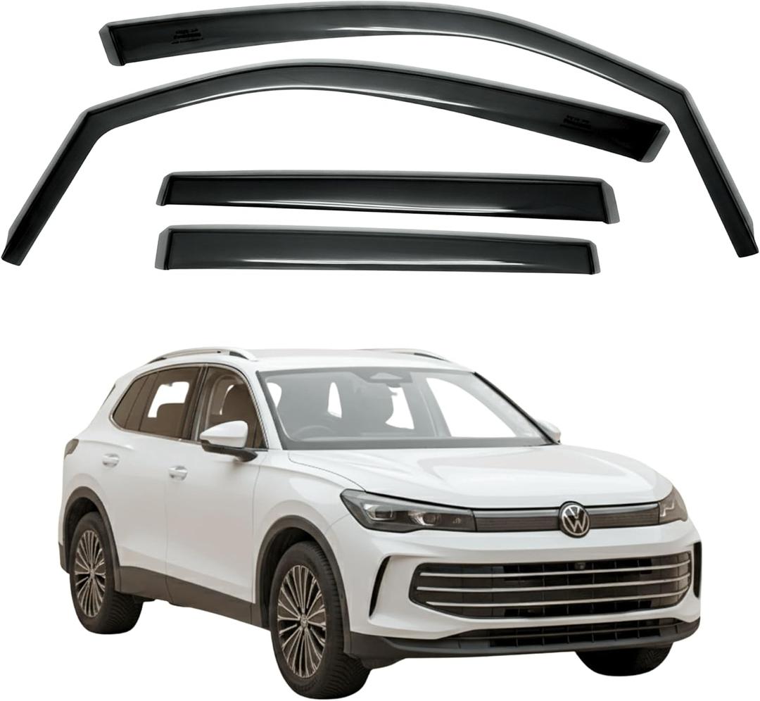 in-Channel Rain Guards for Volkswagen TIGUAN (MK3, 2024-present), Sleek Side Window Deflectors & Vent Visors, High Clarity Anti-Fog Wind Deflectors, Standard 4-Piece Set