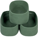 CubesLand Small Storage Basket for Shelves, Woven Rope Green Basket for Organizing, Durable & Skin-Friendly Cube Shelf Closet Organizer Bins, Toy Storage Organizers Bin, Modern Home Decor with Handles