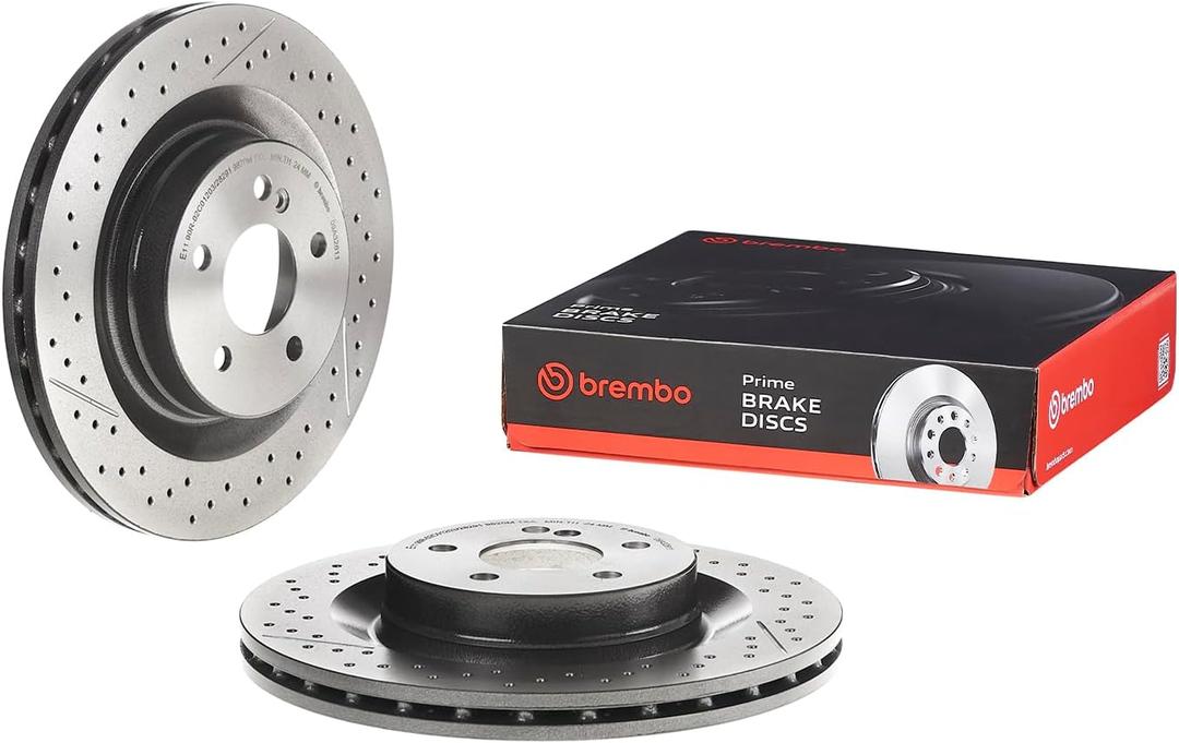Brembo 09.A326.11 UV Coated Pillar Vented drilled + Slotted Rear Brake Rotor MERCEDES-BENZ OE# A2044230412