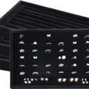 4 Pack Velvet 7 Slots Ring Earrings Showcase Trays Holder Drawer Insert Jewelry Display Organizer