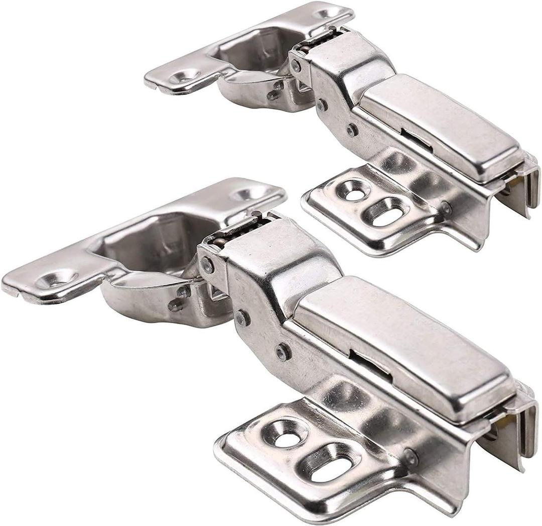 2-Pack Stainless Steel Half Overlay Soft Closing Concealed Hydraulic Buffering Hinge for Cabinet & Wardrobe 110 Degree with Screws