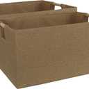 Storage Bin for Shelves Rectangle Closet Baskets Foldable Box with Handles Khaki Baskets Toy Boxes for Home Office Car Dormroom