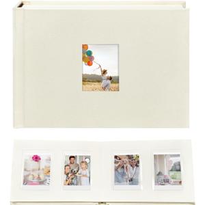 Instax Mini Photo Album Hardcover with 52 Pockets - Extra Wide Writing Space for Fujifilm,Digital Camera,HP Sprocket & KPOP Photo Cards, Kuword Premium Acid-Free Photo Book Gift Beige (CLASSIC STYLE)