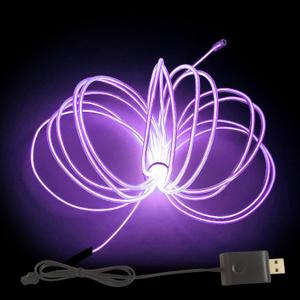 MaxLax EL Wire Purple, 16.4ft/5m USB 5V Adapter Neon Lights Strip 360 Cuttable Glowing Rope Lights for Parties, Halloween, DIY Decoration
