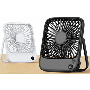 TOPK 2 Pack 5000mAh Portable Desk Fan, Ultra-Thin Rechargeable Battery Operated Fan with Digital Display, Quiet 4-Speed Small Personal Travel Fans for Office, Bedroom, Cruise, Outdoor (Black & White)