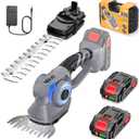 Cordless Hedge Trimmer, 2-in-1 Hedge Trimmer, Ultra Long Battery Life with Battery*2, high-Power and high-Capacity Grass Trimmer for Gardens, Yards and lawns, Including Charger (silver gray)