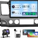 2+64GB Android 15 Car Radio for Honda Civic 2006-2011 with Wireless CarPlay Android Auto, Realdio 10.1 Inch Touch Screen Car Stereo for Civic with GPS WiFi Bluetooth EQ 26UI FM RDS AHD Backup Camera