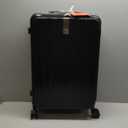 Hanke 24 Inch Checked Luggage PC Hard Shell Suitcases for Travel Front Opening Aluminum Frame Travel Luggage Rolling Suitcase with Wheels.(Jet Black)