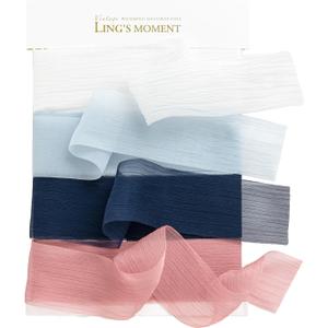 Ling's moment Satin Ribbon,1.6Yd Handmade Silk Ribbon,Fabric Ribbon Use for Gift Wrapping Wedding Floral Bouquets Party Decoration,Ribbons for Baby Shower Holiday Decor