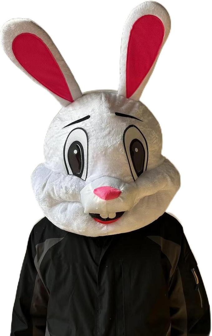 Plush Easter Bunny Mascot Head Rabbit Animal Mask Halloween Festival