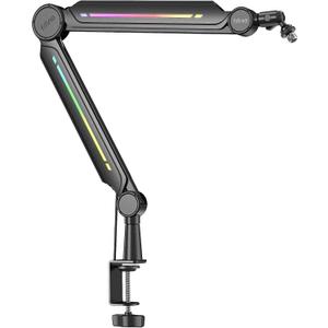 FIFINE BM66PRO RGB Microphone Boom Arm, Heavy‑Duty Mic Stand for Gaming