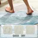 Coastal Beach Bathroom Mat Quick-Drying Non-Slip Rubber Bath Mats Super Absorbent Sand Wave Blue Teal Bath Mat Instant Dry Bathroom Rug in Front of The Kitchen Sink, Shower Room, Bathtub, 16"x24"