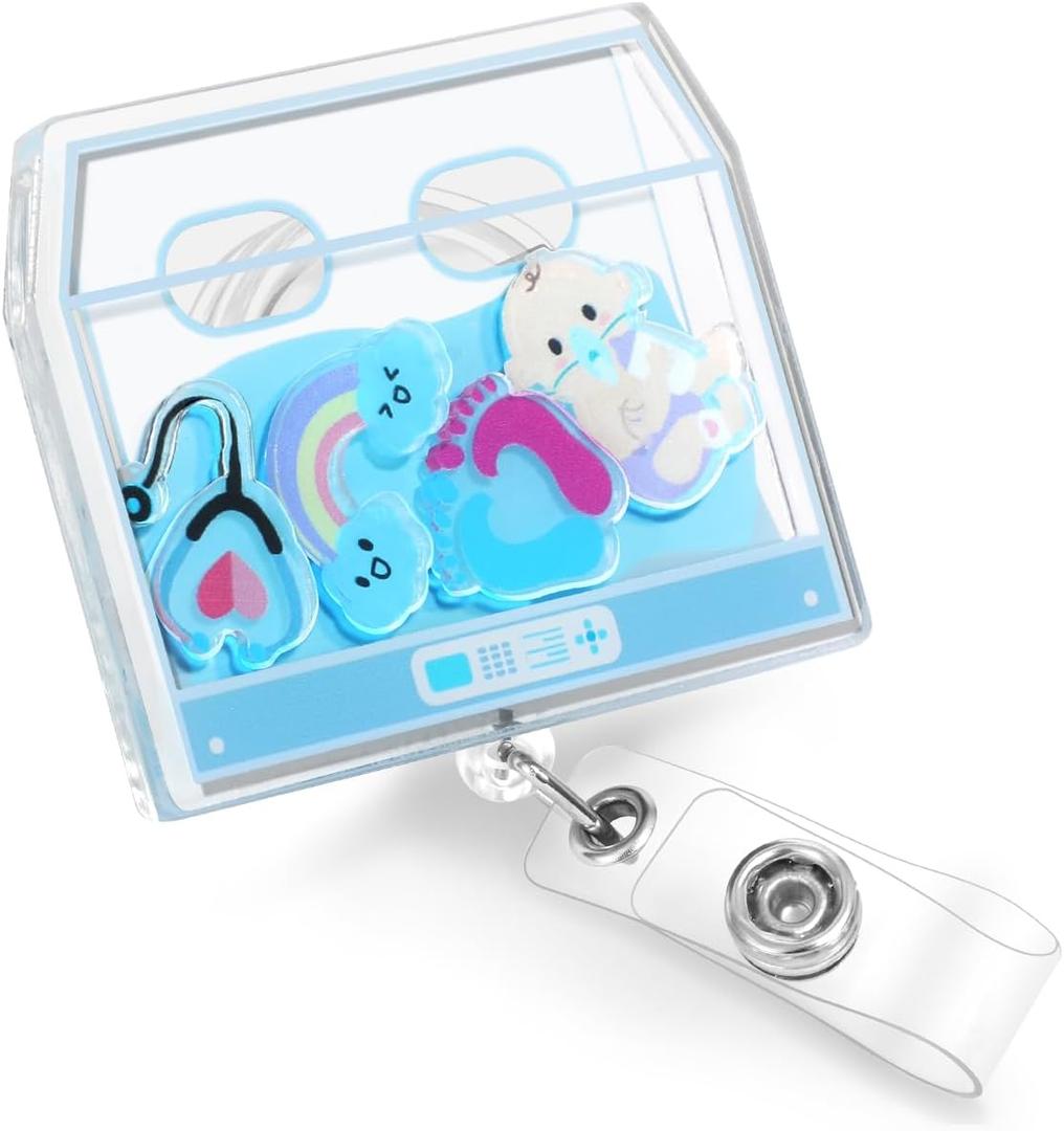 Plifal Badge Reel Holder Retractable with ID Clip for Nurse Nursing - Name Tag Card Funny Medical Assistant Cute Shaker Accessories with Alligator Clip for Student Hospital Office Work Incubator