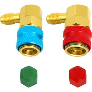 134a Quick Coupler, AC R134a Adapter Fittings Quick Connector, 1/4" SAE Male Flare High/Low A/C Freon Manifold Gauge Hose Conversion Kit