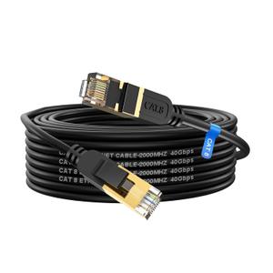 Cat 8 Long Ethernet Cable,35FT High Speed Heavy Duty 26AWG Cat8 LAN Network Cable 40Gbps, 2000Mhz with Gold Plated RJ45 Connector, Outdoor&Indoor Internet Cable Compatible for Router Gaming Modem Xbox