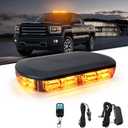 48 LED Magnetic Strobe Lights, Wireless Remote Control Rechargeable Rooftop Beacon Light Bar, Emergency Warning Flashing Light for Pickup Trucks, Cars and Snowplow (Amber)