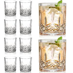 Gencywe Crystal Whiskey Glasses Set of 8(Buy 6, get 2 Free), 11 OZ Old Fashioned Whiskey Glasses, Bourbon Cocktail Rocks Glasses, Clear Bar Glasses for Drinking Scotch Gift for Men