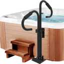 Two-Way Hot Tub Handrails, 38"-58" Adjustable Height SPA Handrail w/360 Swivel Option, Hot Tub Railing to Get in and Out, 600LBS SPA Side Handrail w/Slide Under Mount Base for Indoor&Outdoor