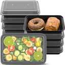 28oz Meal Prep Containers [50-Pack], Reusable Bento Box with Easy-Snap Leakproof Lids - Microwave, Dishwasher & Freezer Safe Food Storage, BPA-Free Plastic Lunch Containers (Black)