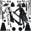 SANSGOUP Titan 13 Action Figure Set (Assembly Completed), 3D Printed Multi-Jointed Movable T13 Lucky13 Dummy Mobile Robot, Nova 13 Action Figures Desktop Decorations for Game Lovers Toy (White/Black)