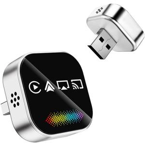 2026 Upgraded Wireless Carplay Adapter, 4-in-1 Wireless CarPlay Adapter for Android & iPhone  CarPlay + Screen Mirroring, AirPlay Mirror & Android Mirror, Mini USB with Type-C Plug & Play