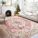 Area Rug 5'x7', Machine Washable, Non Slip, Foldable, Brick Red