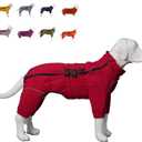 Warm Dog Coat Double Layers Dog Vest, 4 Legs Covered Windproof Waterproof Reflective Warm Dog Vest Outdoor Skating Dog Costume for Small Medium Large Dogs Red 4XL (4XL (back 25"))