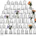 Glass Bud Vase Set of 60 - Small Vases for Flowers in Bulk - Assorted Vintage Crystal Vases for Flowers, Table Centerpieces (Clear, 60 Pcs)