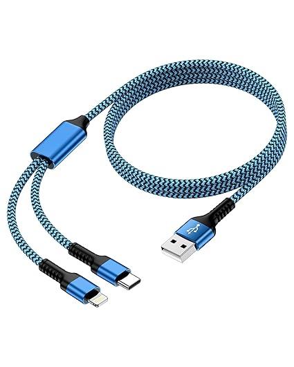 Multi Charging Cable USB to USB C , 4ftFast USB Cable with Type C/Lighting Port for iPhone 16 Pro Max 15 14 13 iPad Multiple Phone Charger Cord-Not Support CarPlay