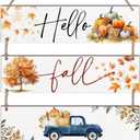 3Pcs Hello Fall Wooden Sign With Rope - Thanksgiving Funny Hanging Plaque For Front Door - Pumpkin & Maple Leaf Rustic Hanging Sign - Autumn Wall Art Decor For Home Room Office Outdoor Indoor -A03