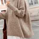 Saodimallsu Womens Oversized Tunic Sweaters Long Sleeve Crew Neck Chunky Knit Slouchy Casual Pullover Sweater Tops (Medium, Khaki)